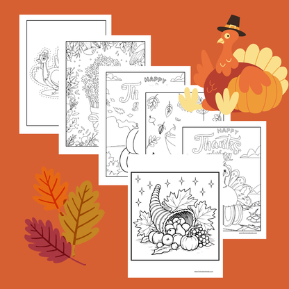 Digital Kids Thanksgiving Coloring Book