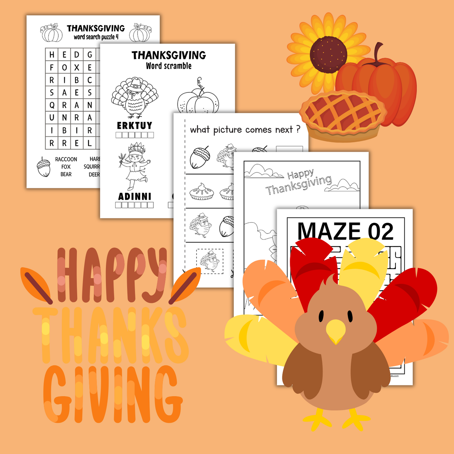 Digital Kids Thanksgiving Activity Book