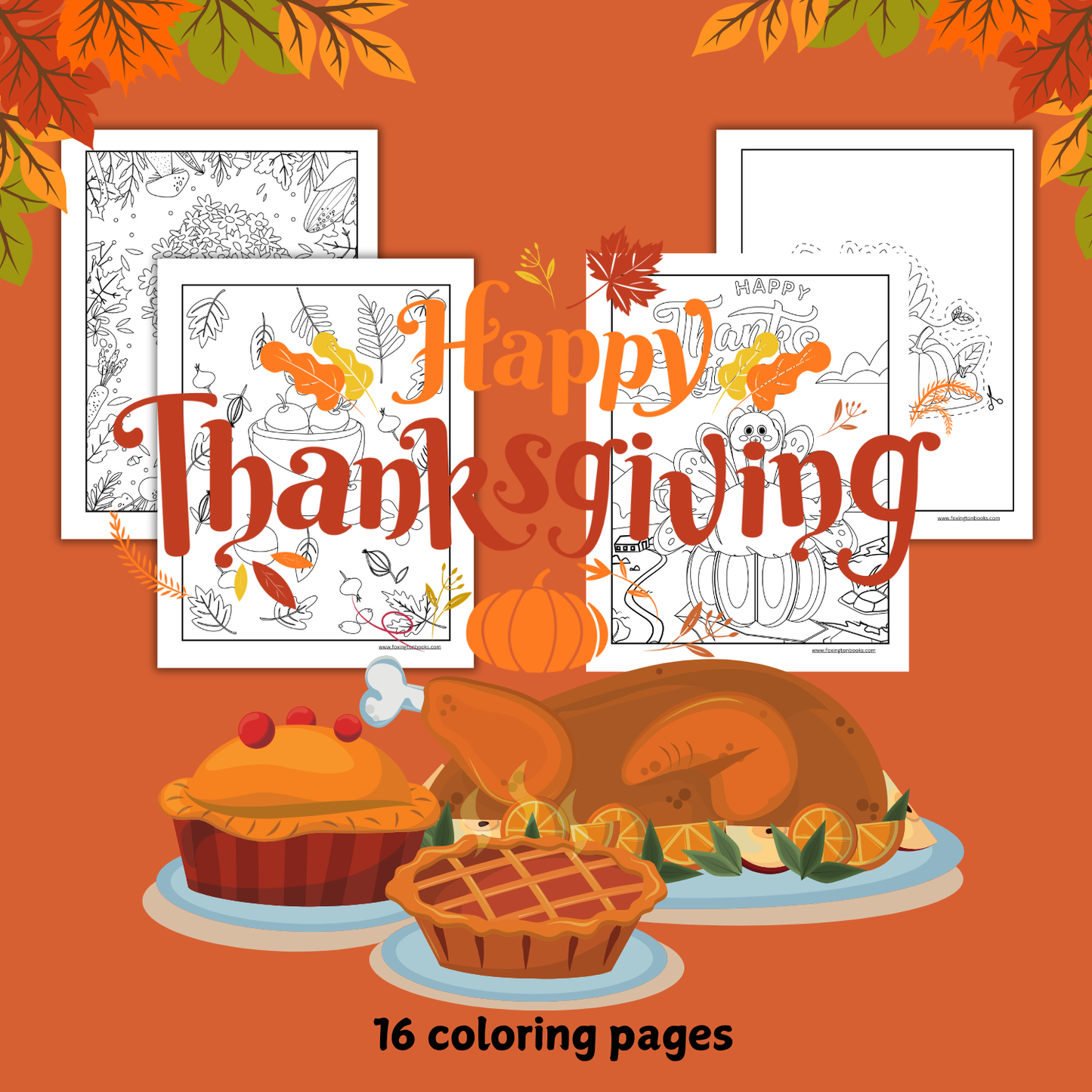 Digital Kids Thanksgiving Coloring Book